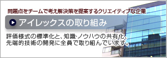 株式会社アイレックスは、社員全員で、評価様式の標準化、知識ノウハウの共有化を図っています